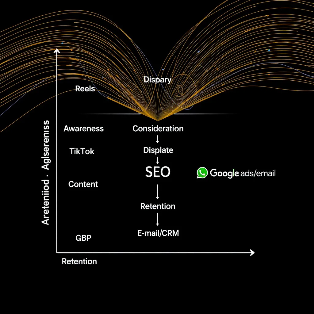 Infographic showing channels across the funnel