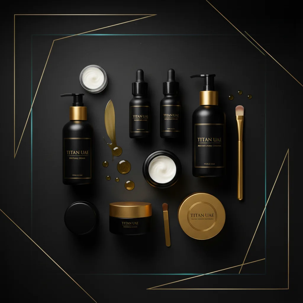 Natural skincare lineup arranged for luxury product photography