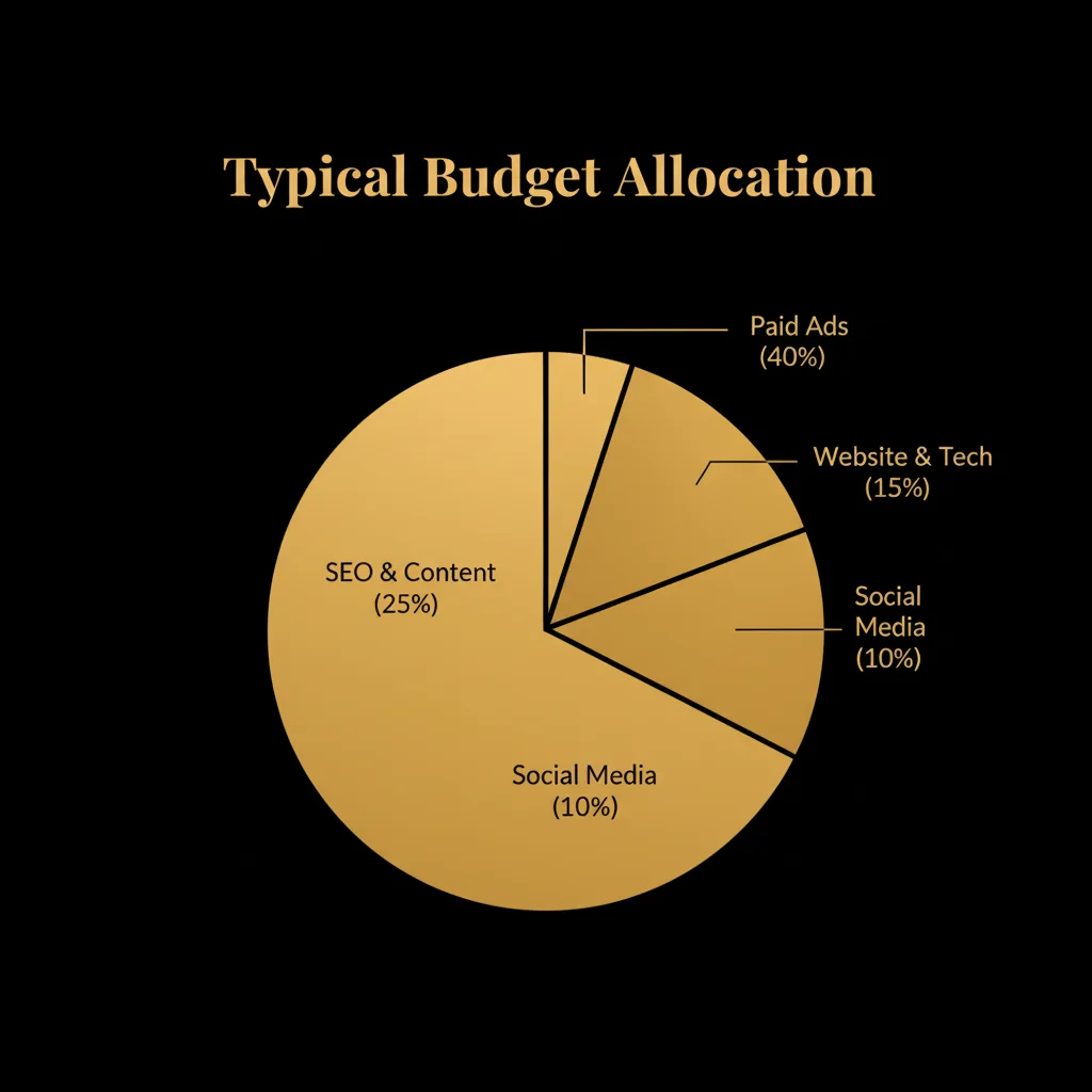 Pie chart showing UAE marketing budget allocation across channels