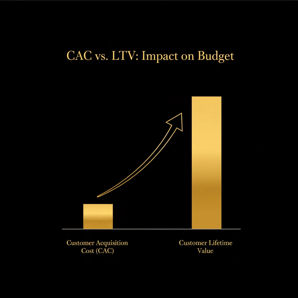 Infographic comparing CAC and LTV for UAE digital marketing
