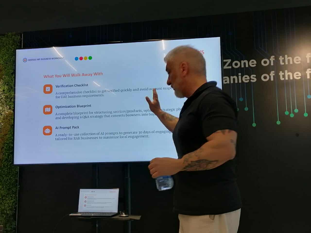 Live Google Business Profile optimization demo during Titan Digital Marketing UAE workshop