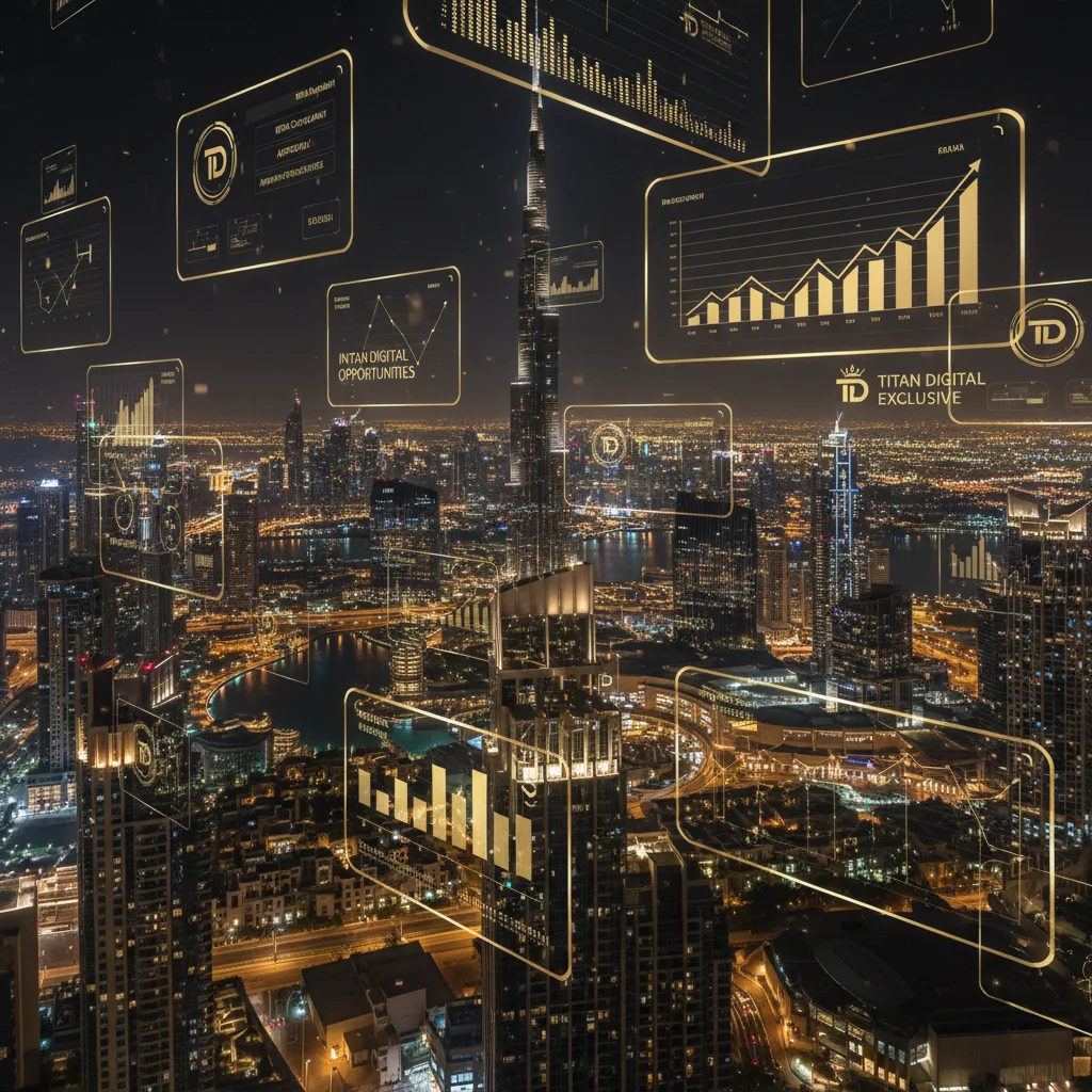 Dubai skyline at night with digital dashboards representing RERA compliant real estate marketing campaigns
