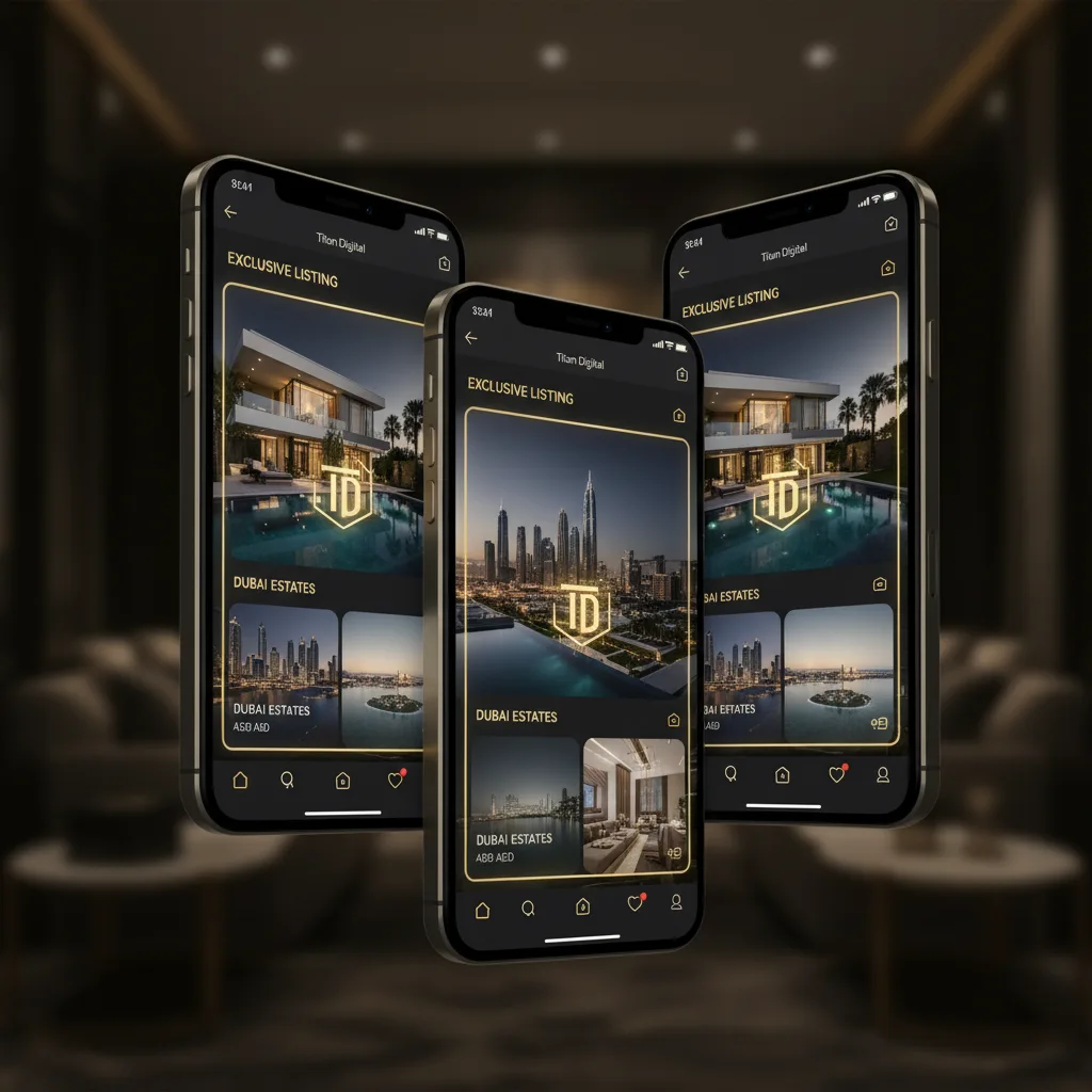 Luxury real estate social media grid on mobile devices