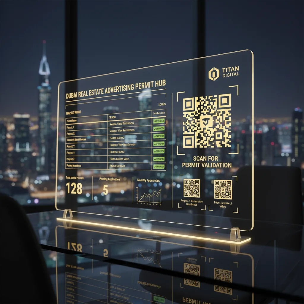 Advertising permit dashboard concept with permit references and QR style placements