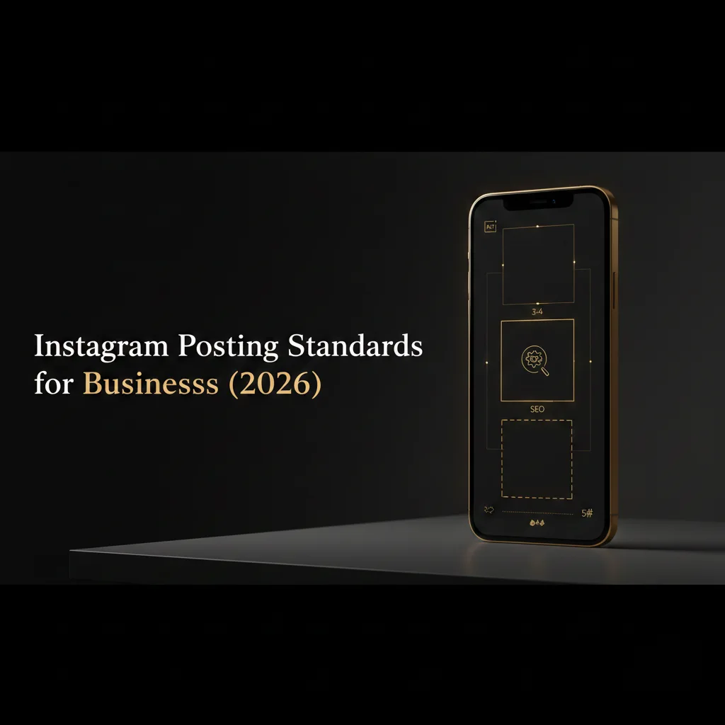 Instagram posting standards and analytics dashboard on a smartphone