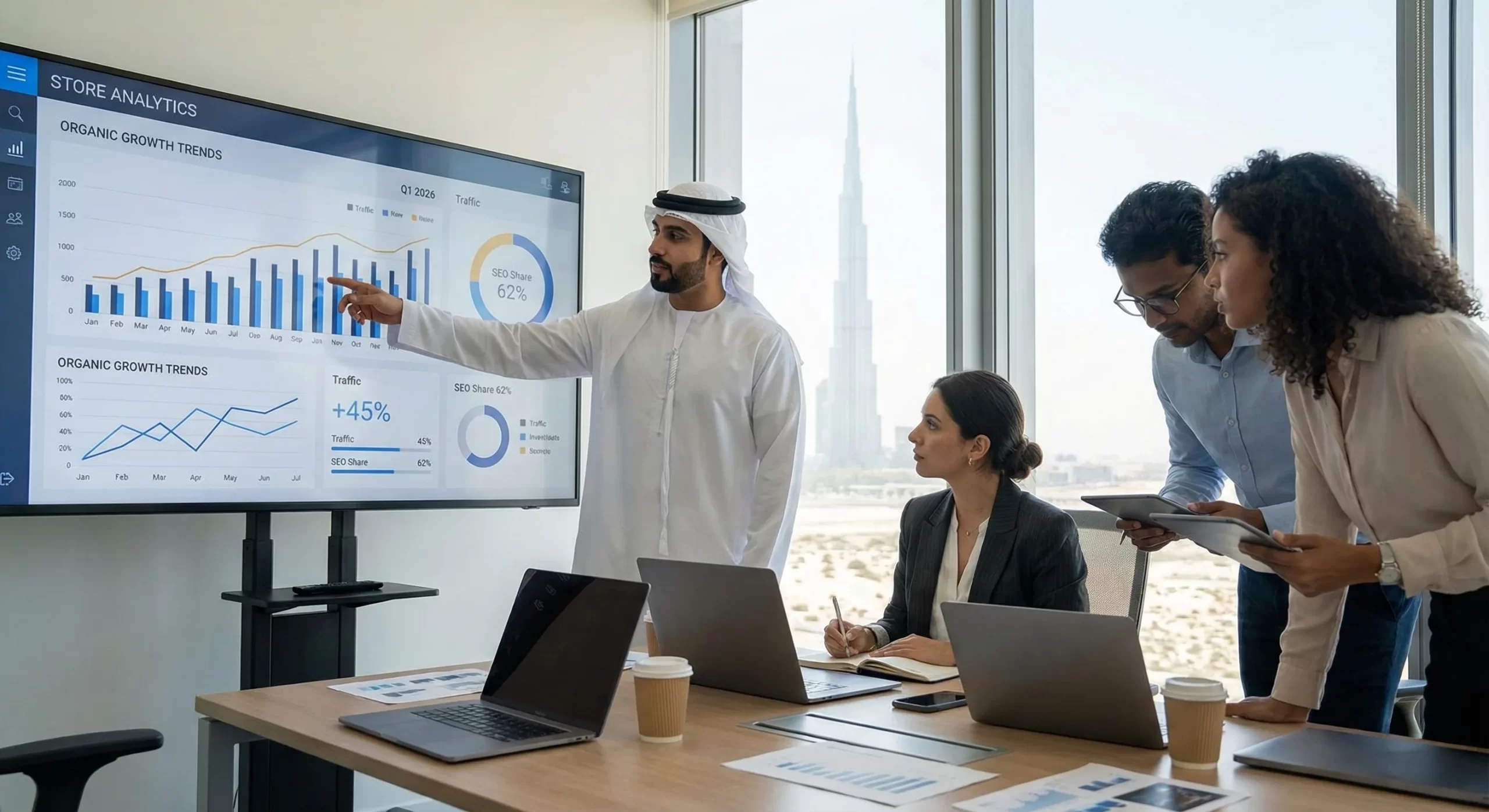 UAE eCommerce team reviewing store analytics and organic growth trends