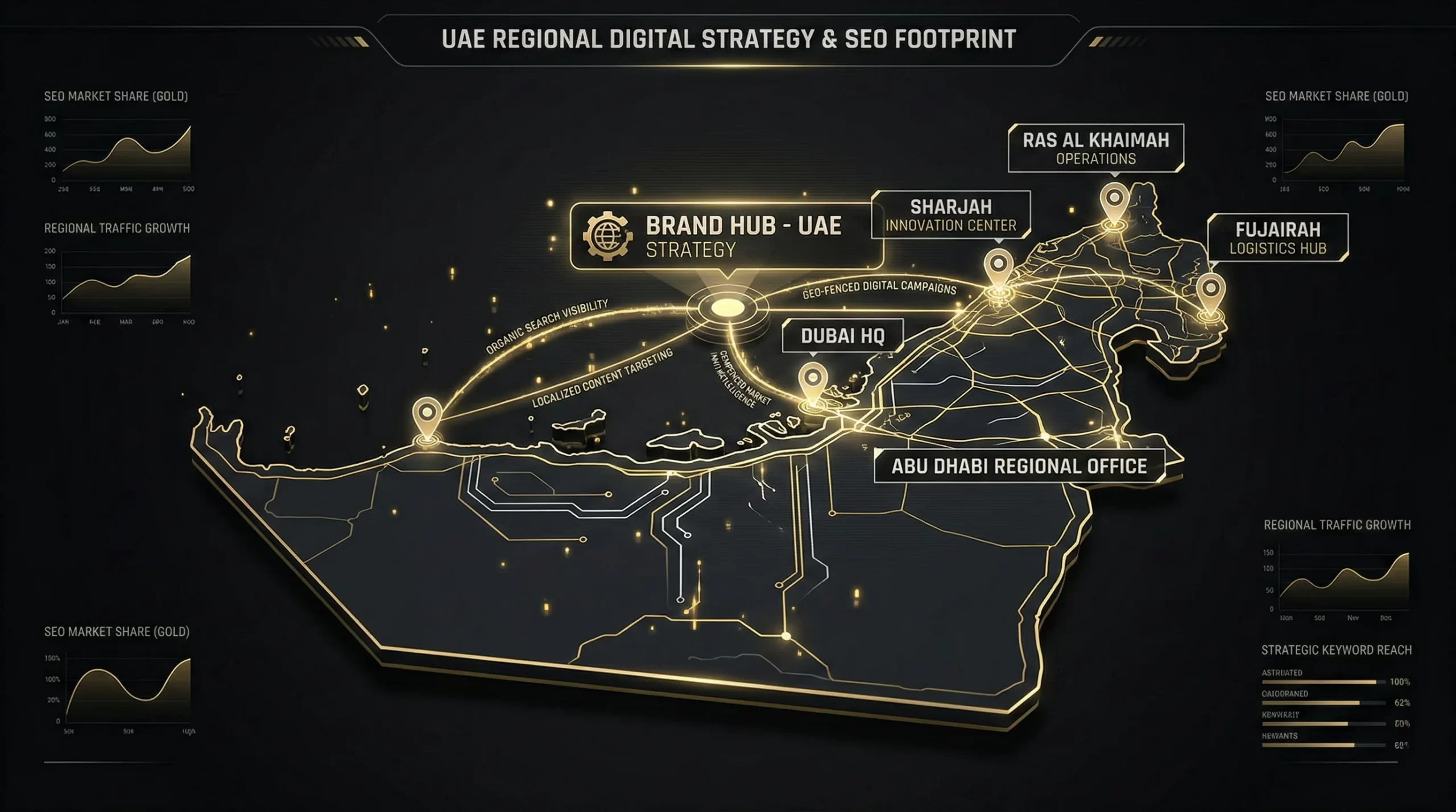 Holographic UAE map — hyper-local SEO and Arabic search optimization 2026
