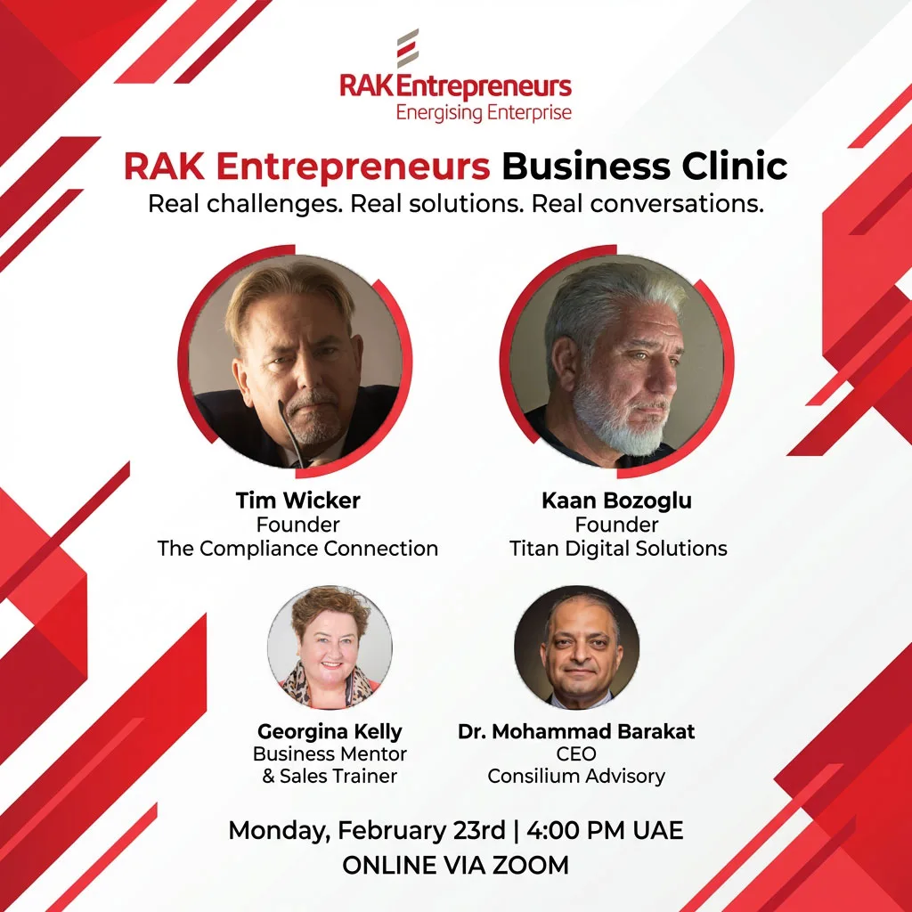 RAK Entrepreneurs Business Clinic event poster