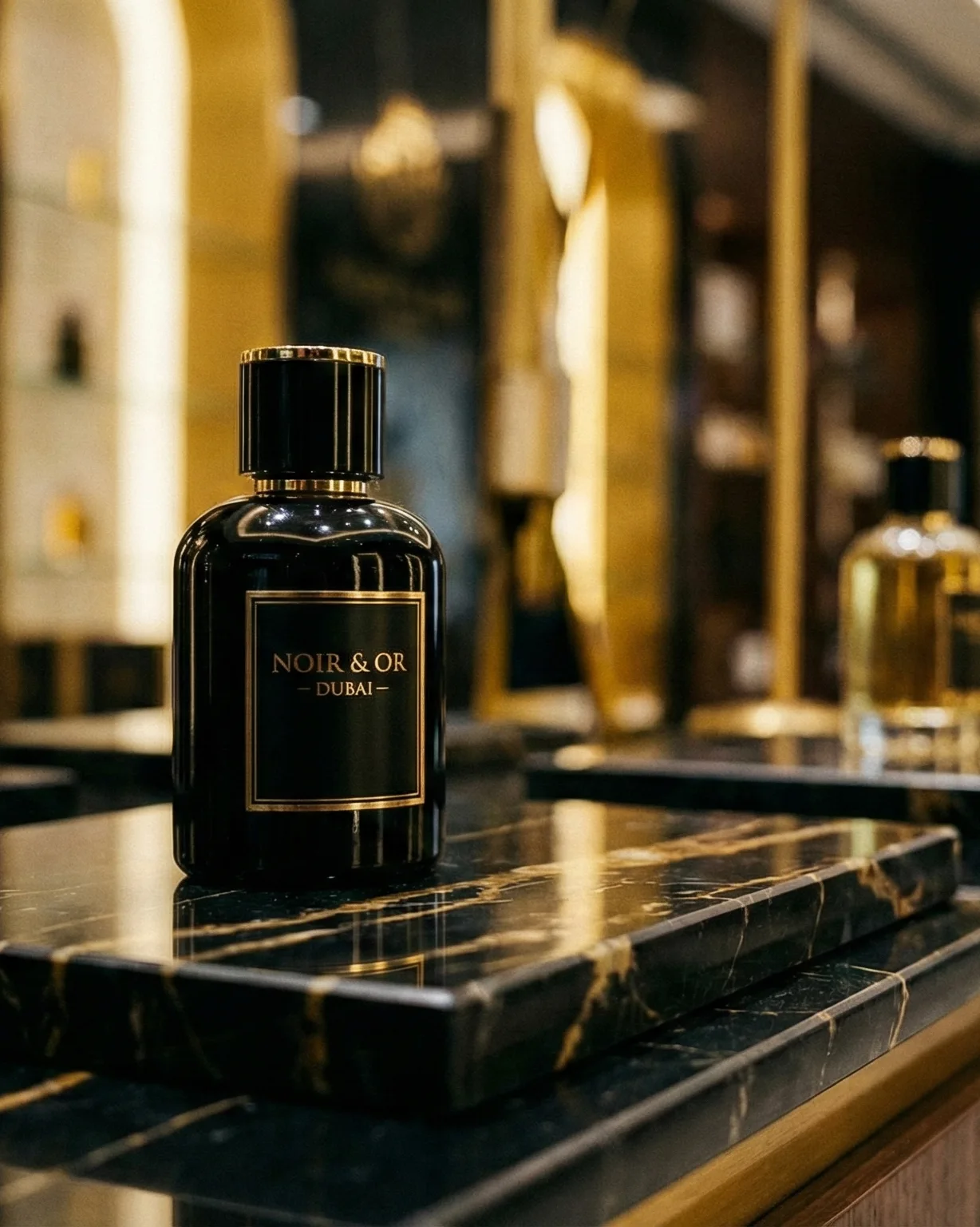 Photographic perfume scene in a modern boutique
