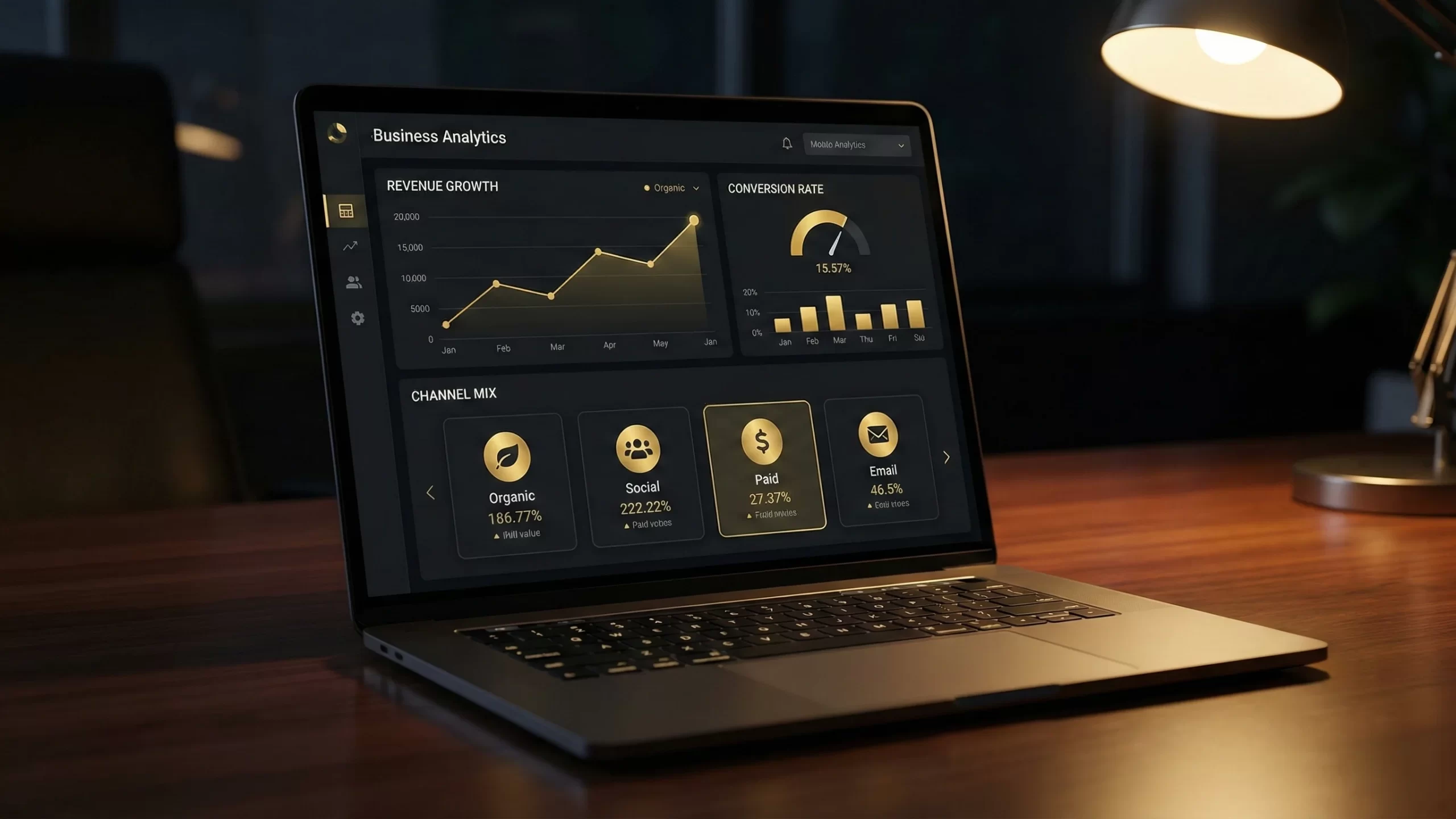 Business analytics dashboard on a laptop — UAE digital marketing performance tracking 2026