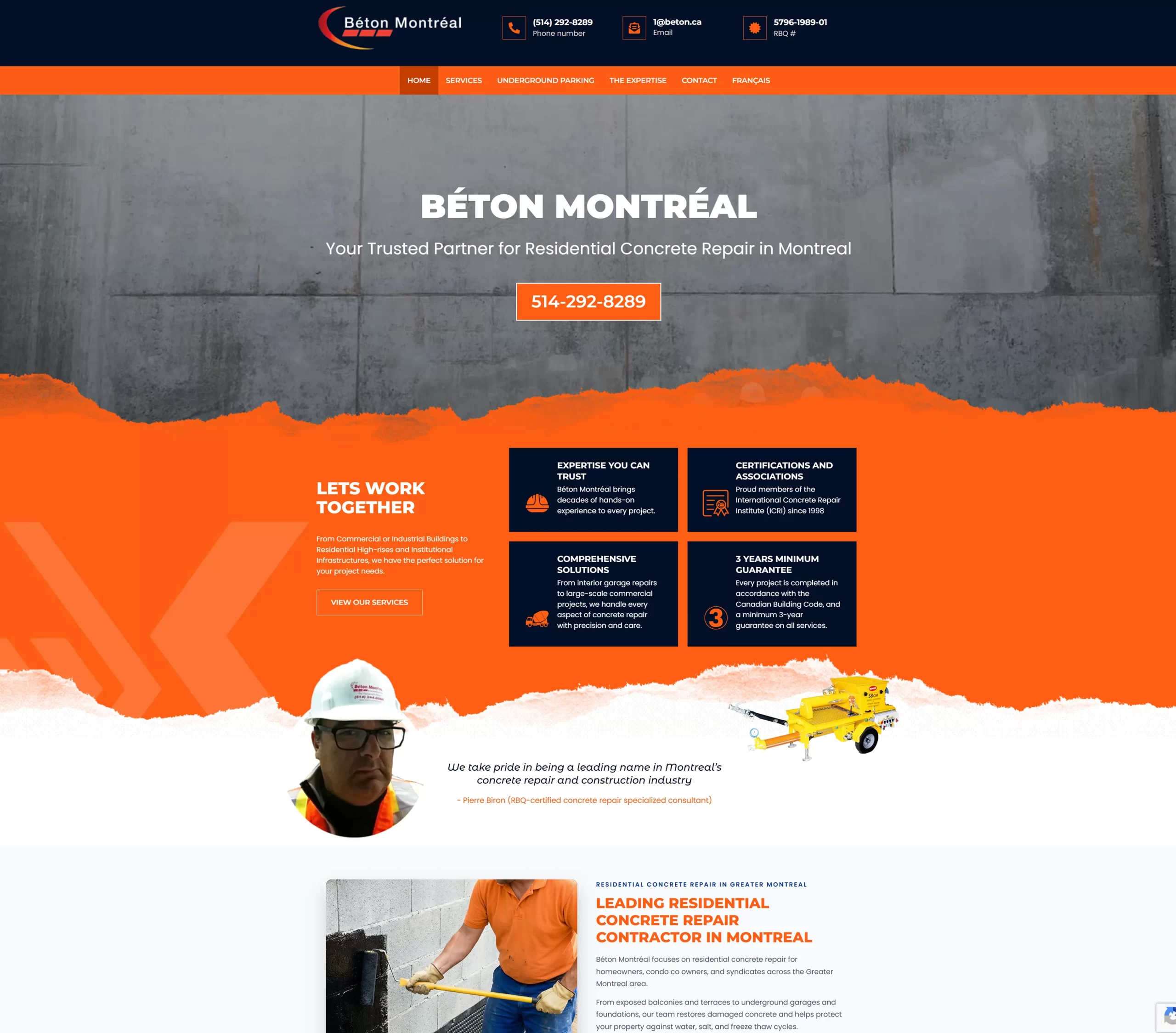 Beton Montreal website