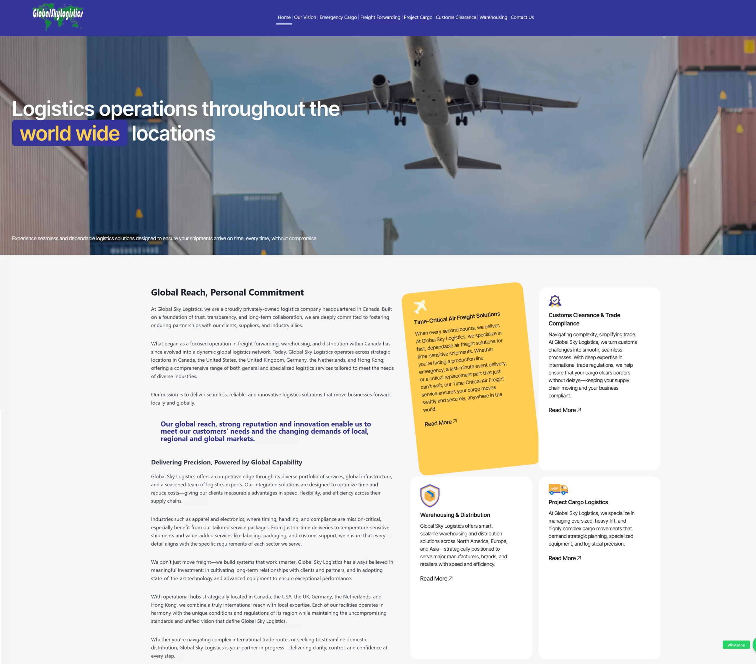 Global Sky Logistics website