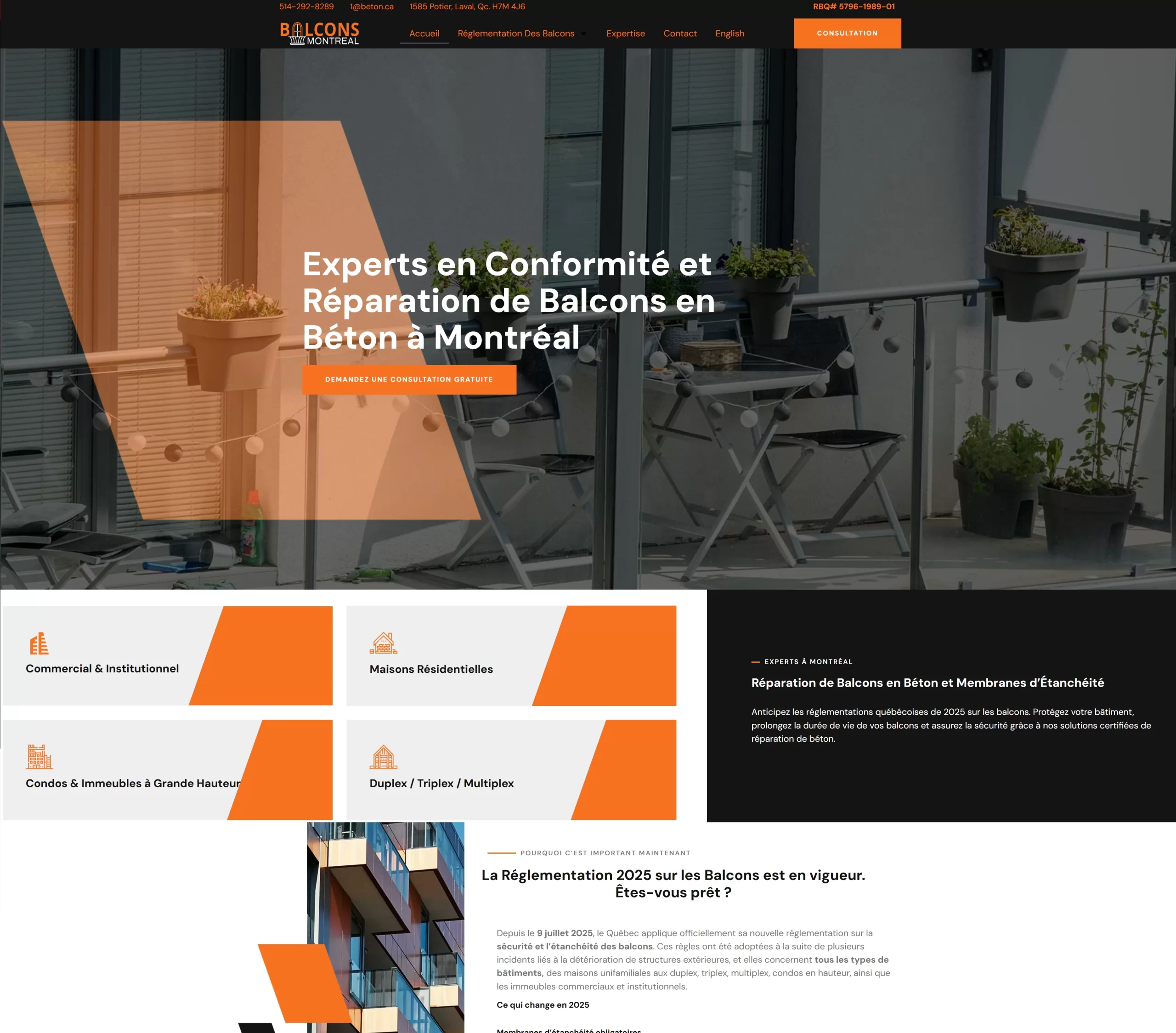 Balcons Montreal website