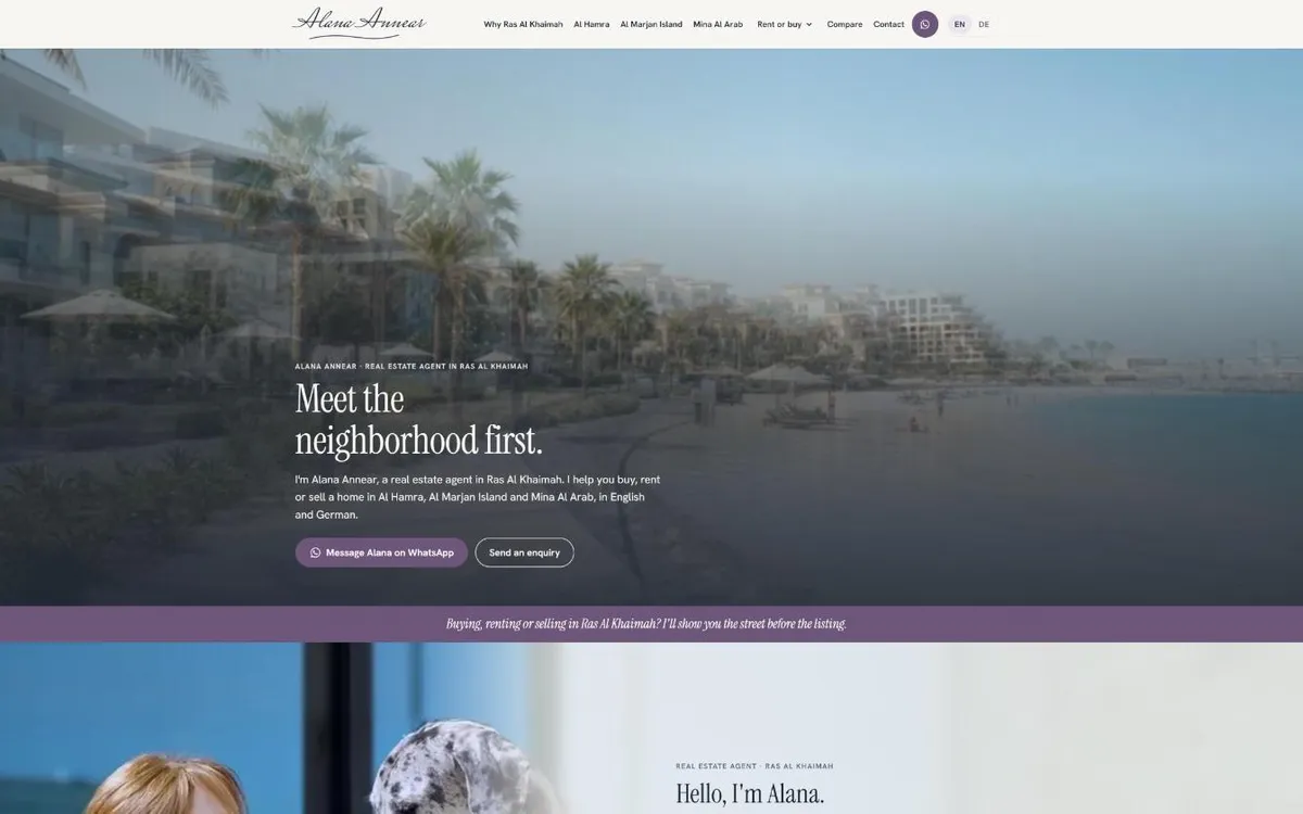 Alana Annear Ras Al Khaimah real estate agent website built by Titan Digital Marketing